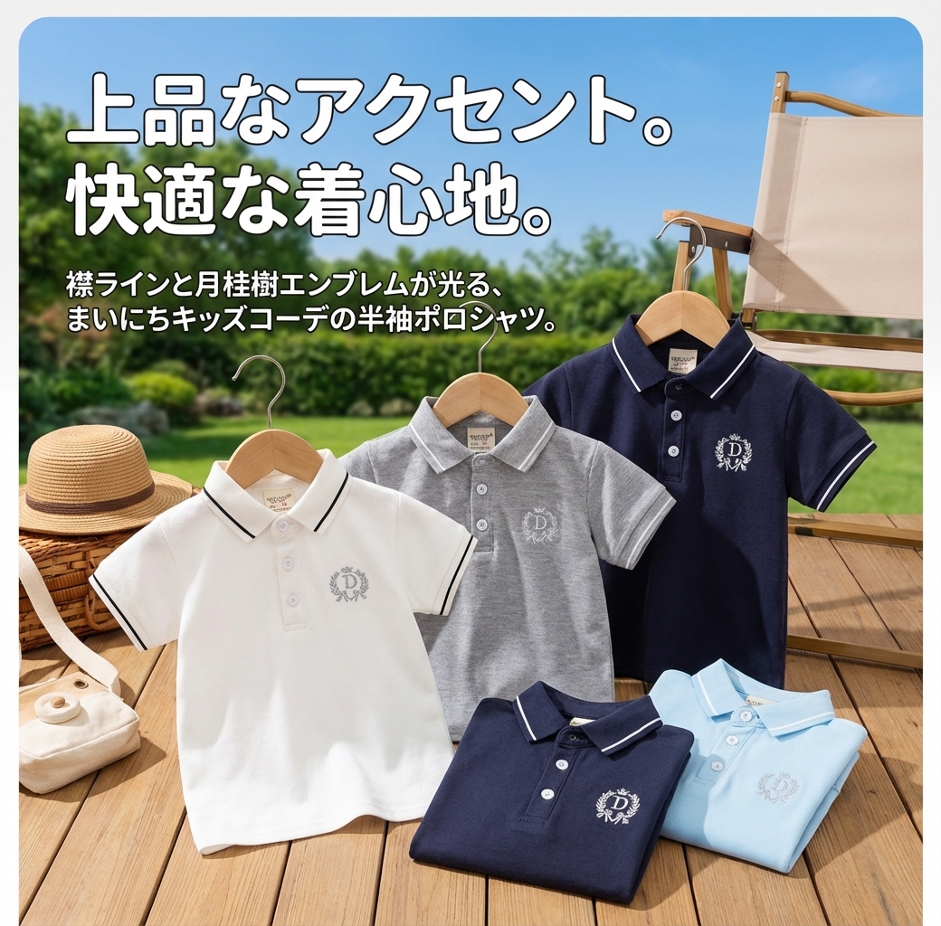 キッズファッション 襟ラインがおしゃれな半袖ポロシャツ - 商品イメージ