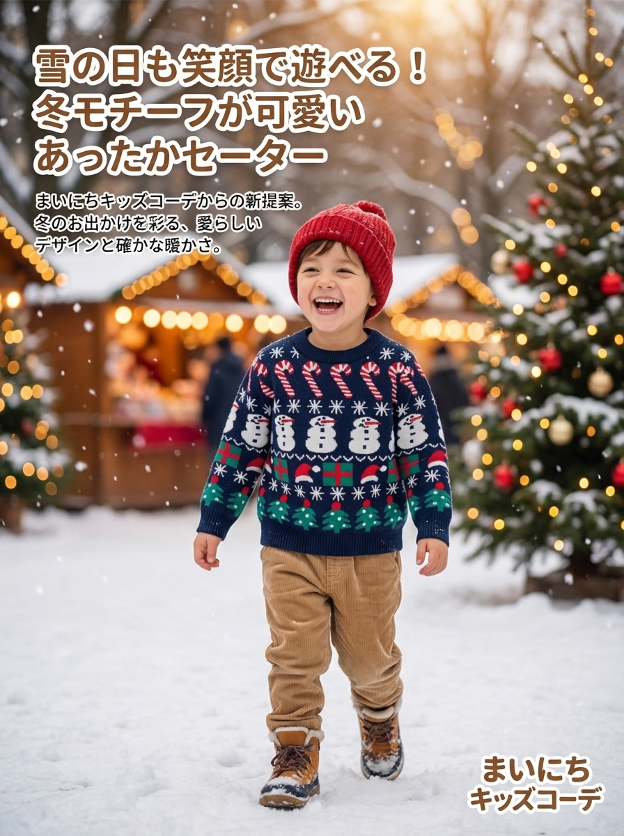 キッズファッション 冬柄あったか長袖セーター - 商品イメージ