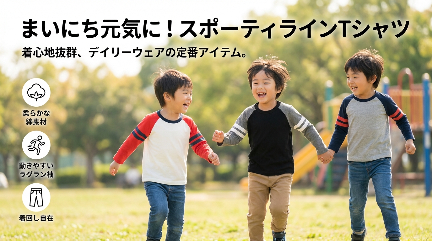 キッズファッション スポーティライン長袖Tシャツ - 商品イメージ