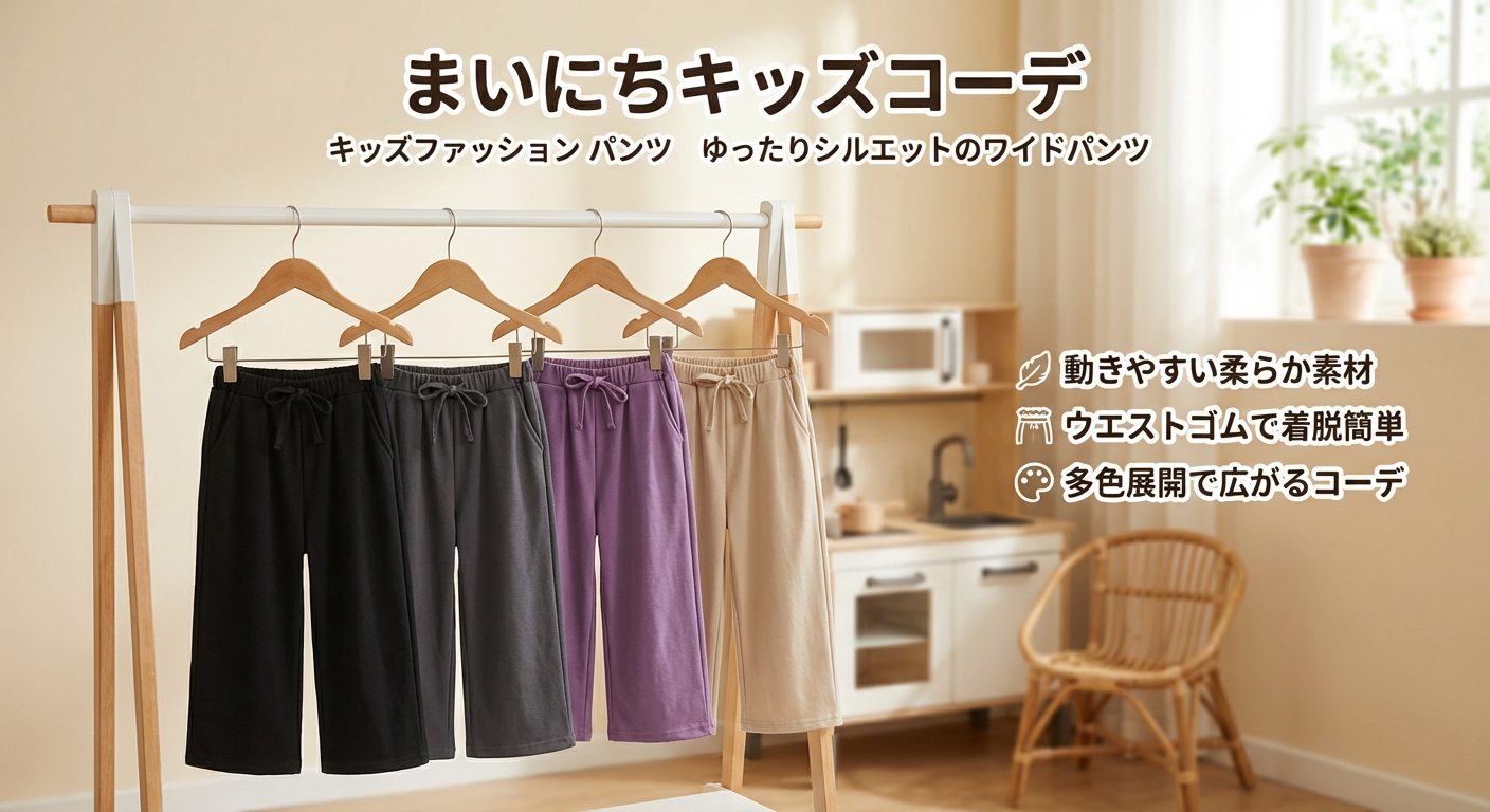 キッズファッション パンツ ゆったりシルエットのワイドパンツ - 商品イメージ